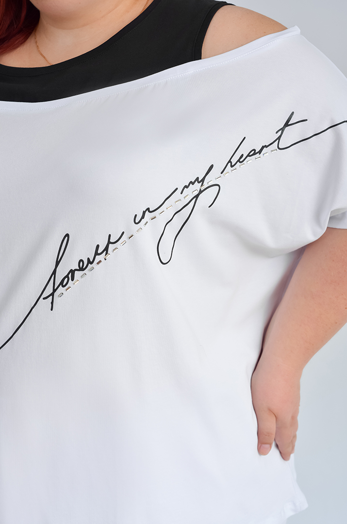 Футболка трикотажна з відкритими плечима великих розмірів