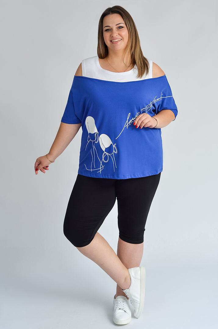 Футболка трикотажна з відкритими плечима великих розмірів