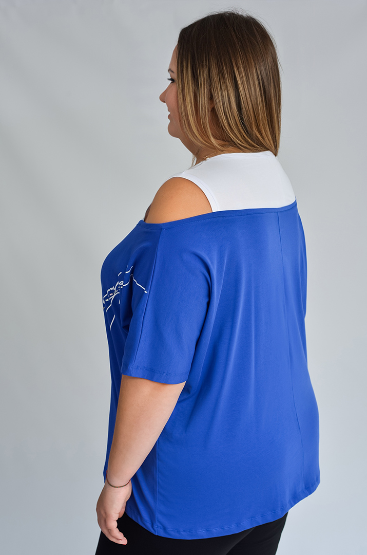 Футболка трикотажна з відкритими плечима великих розмірів