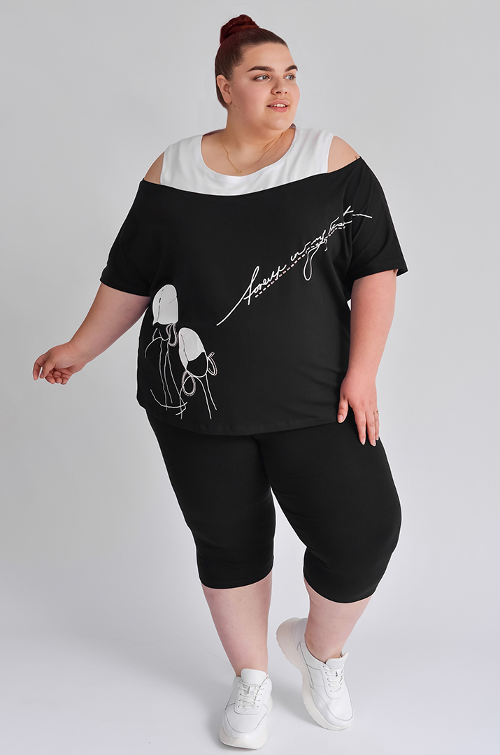 Футболка трикотажна з відкритими плечима великих розмірів