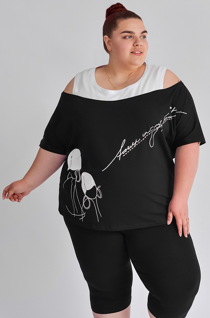 Футболка трикотажна з відкритими плечима великих розмірів