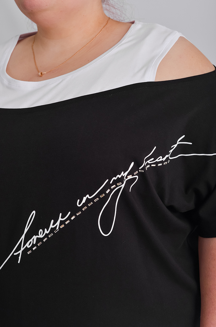 Футболка трикотажна з відкритими плечима великих розмірів