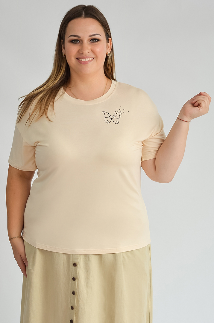 Футболка коротка з аплікацією великих розмірів