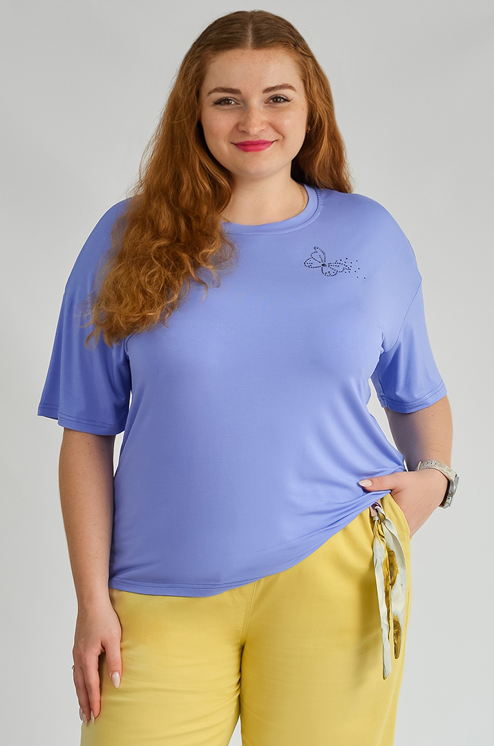 Футболка коротка з аплікацією великих розмірів