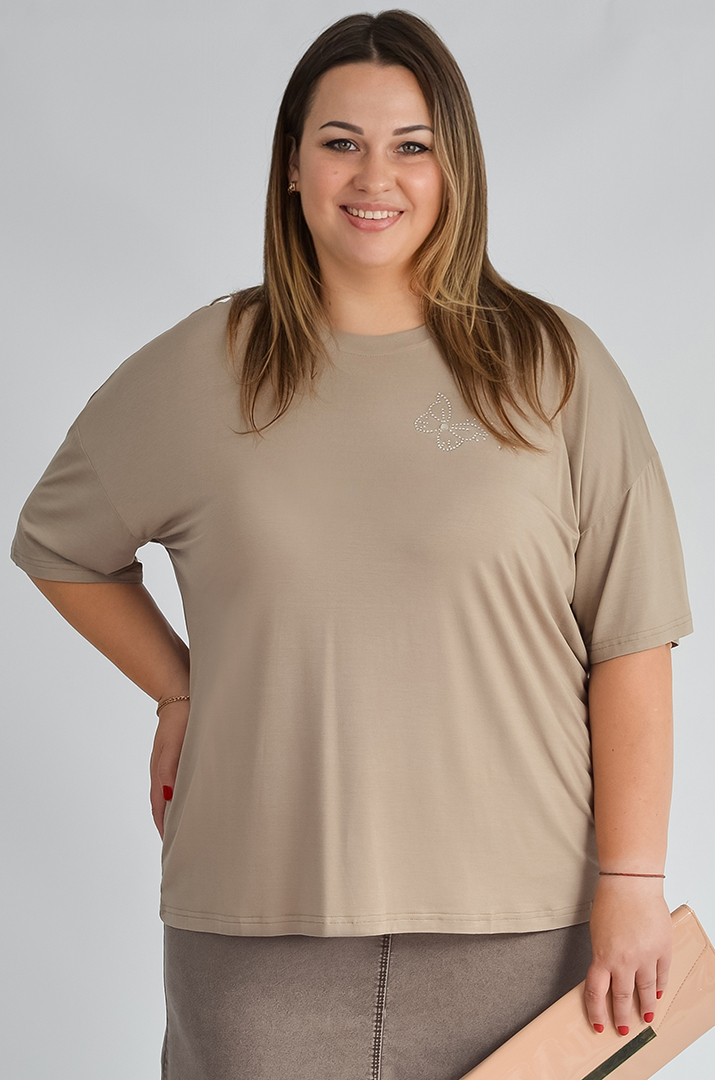 Футболка коротка з аплікацією великих розмірів