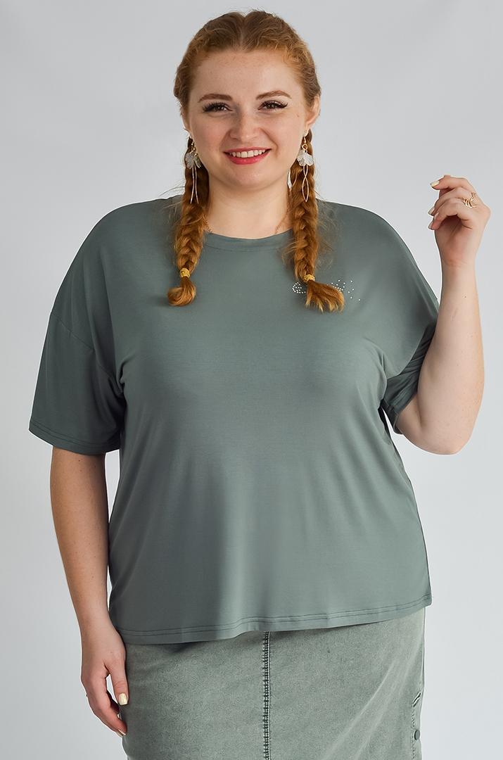 Футболка коротка з аплікацією великих розмірів