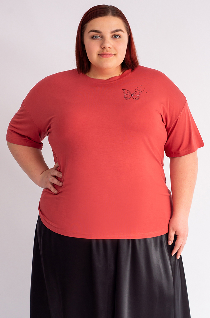 Футболка коротка з аплікацією великих розмірів