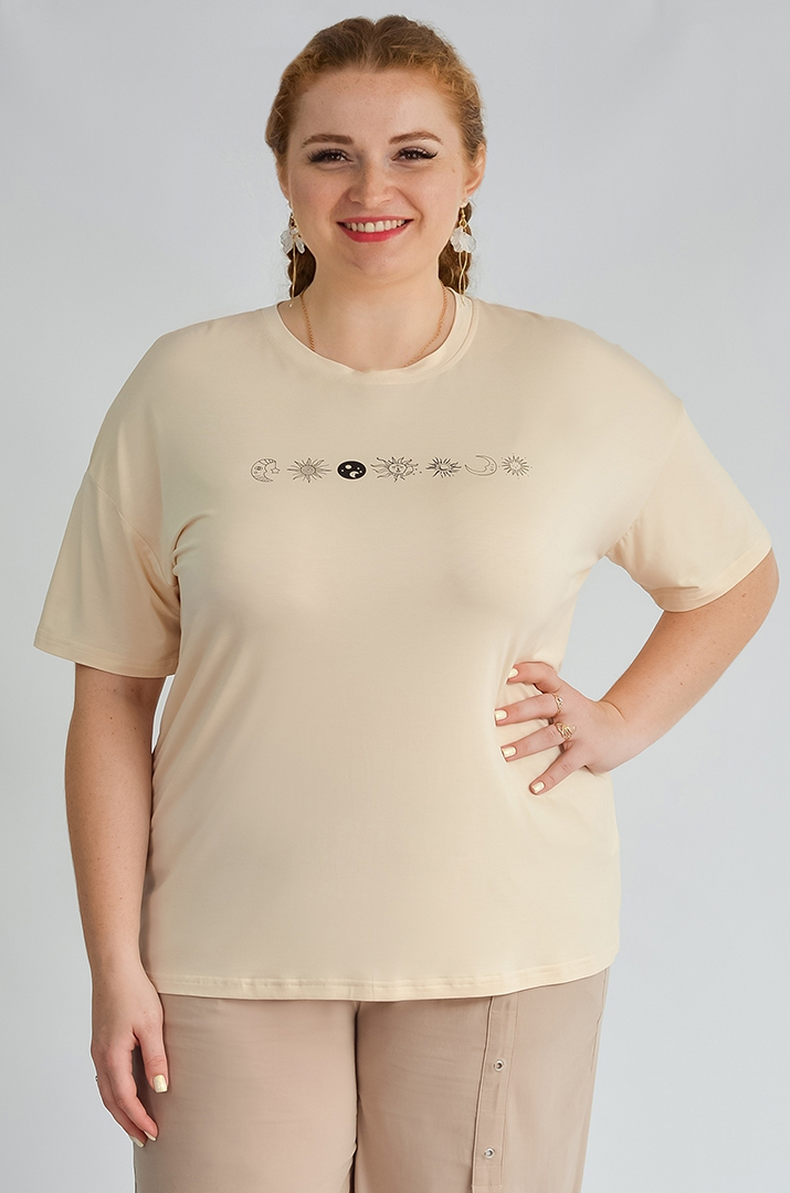 Футболка коротка з принтом день і ніч великих розмірів