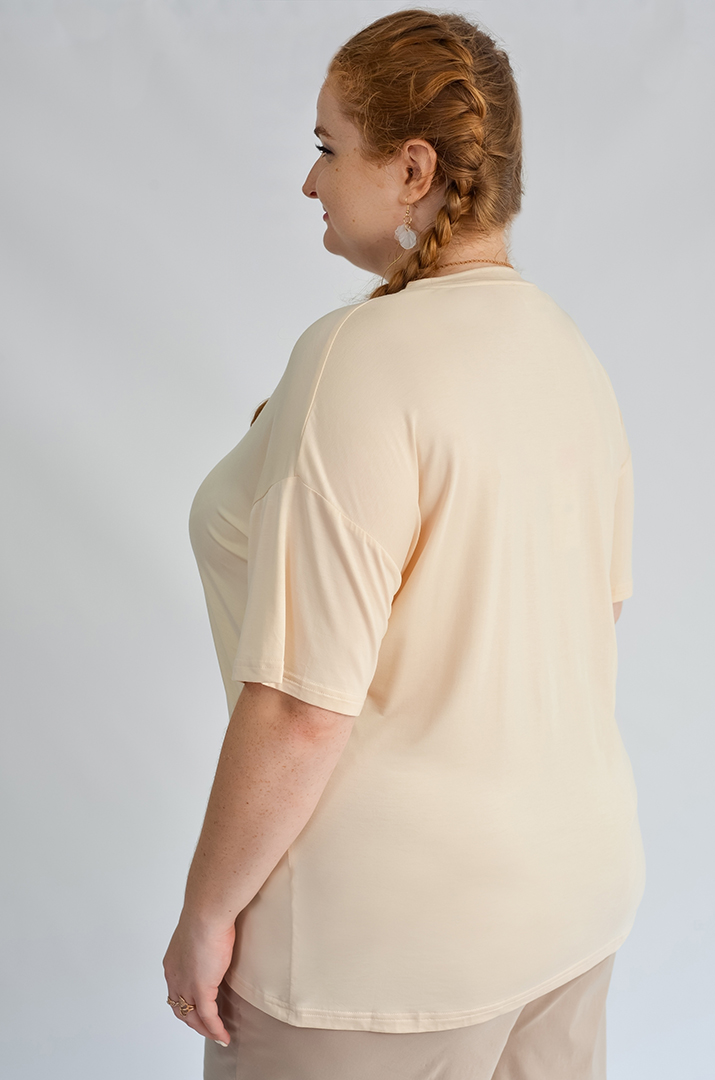 Футболка коротка з принтом день і ніч великих розмірів