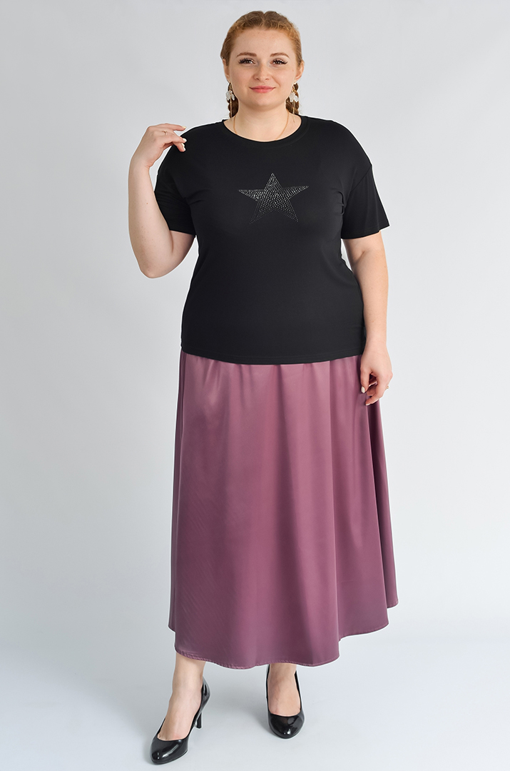 Футболка коротка з декором у формі зірки зі стразів великих розмірів