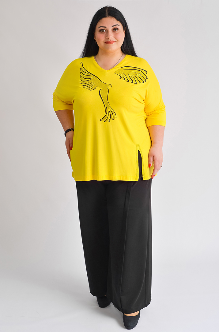 Футболка довга з птахами великих розмірів