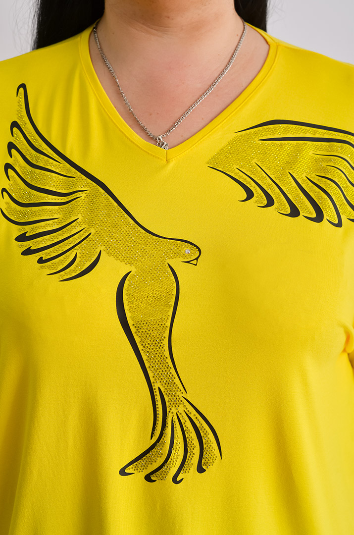 Футболка довга з птахами великих розмірів