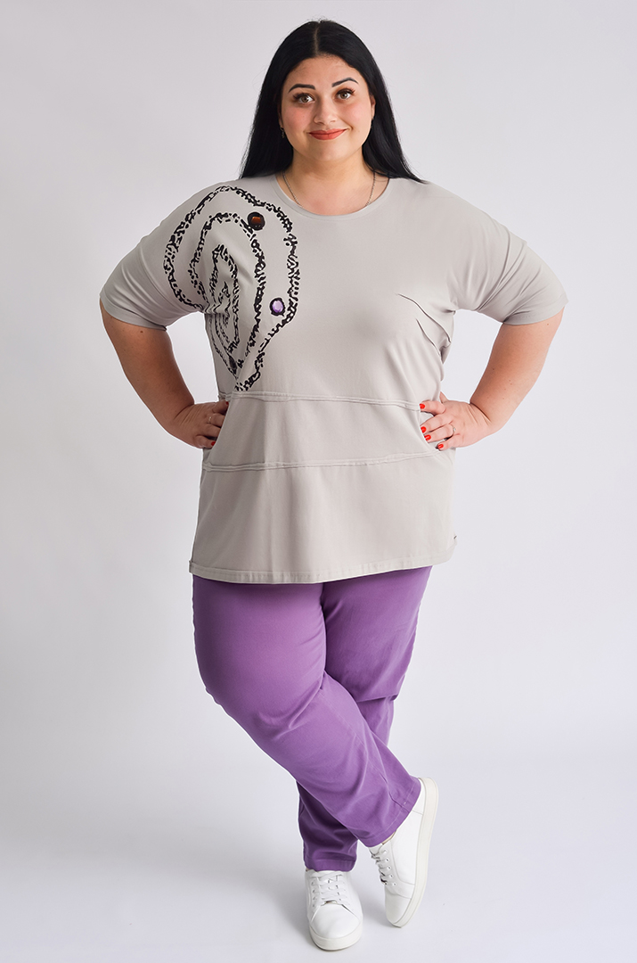 Футболка сіра з принтом великих розмірів