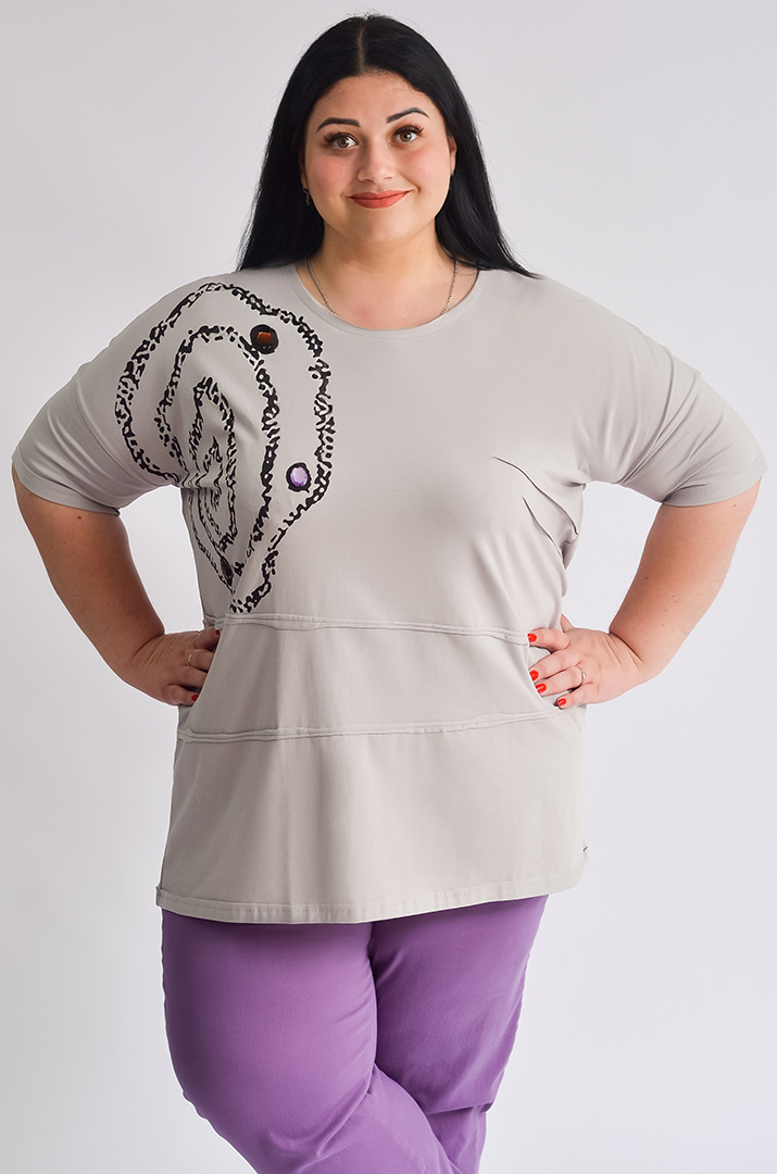 Футболка сіра з принтом великих розмірів