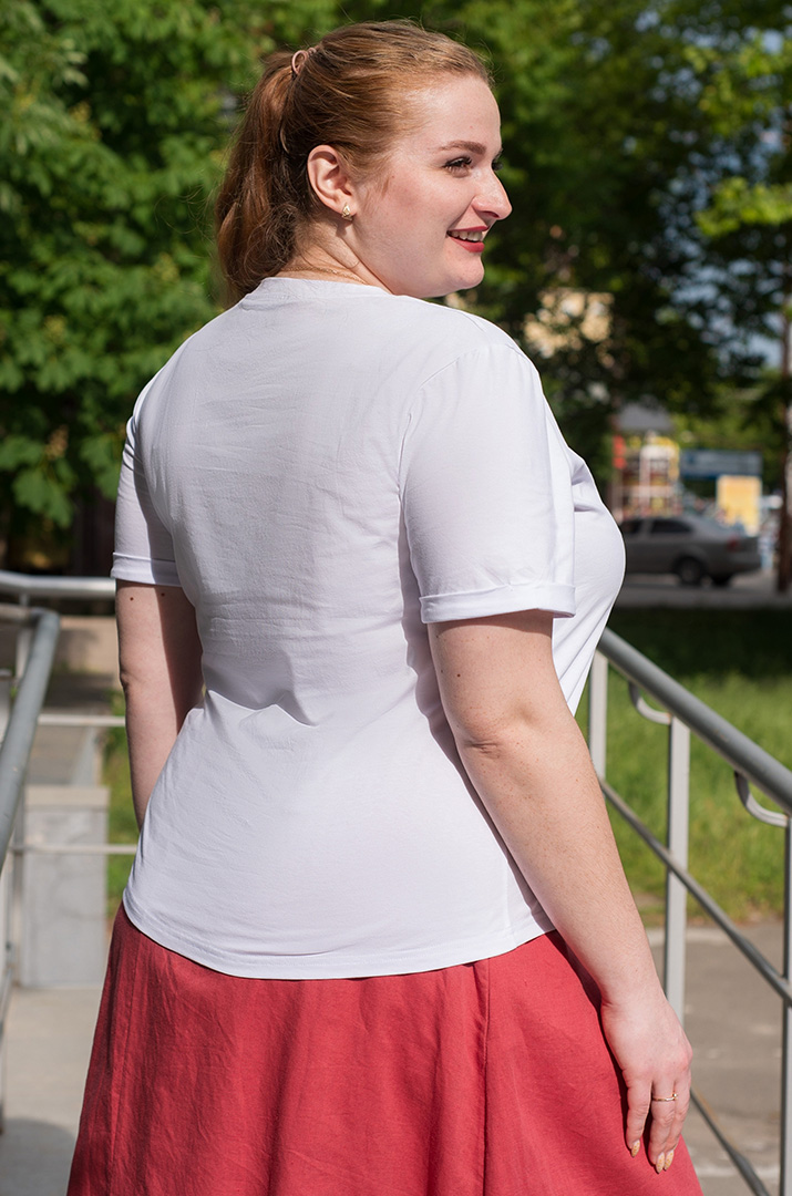 Футболка біла з котиком великих розмірів