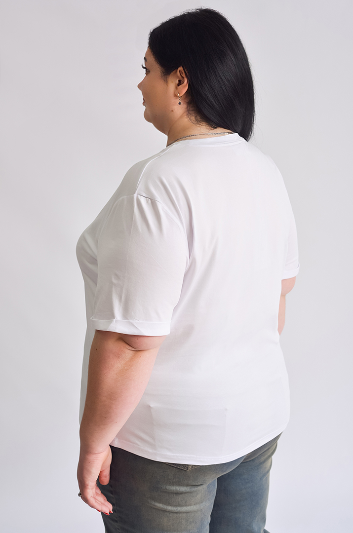 Футболка біла з котиком великих розмірів