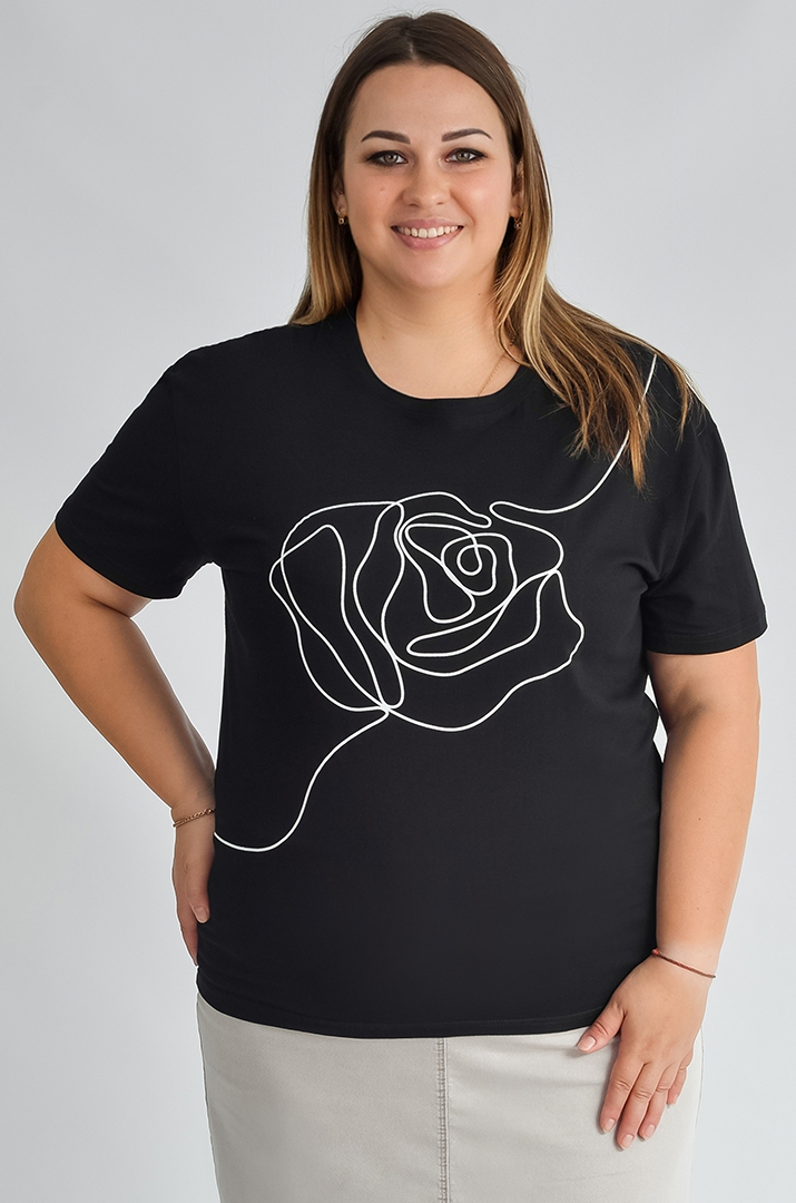 Футболка коротка з квітковим принтом великих розмірів