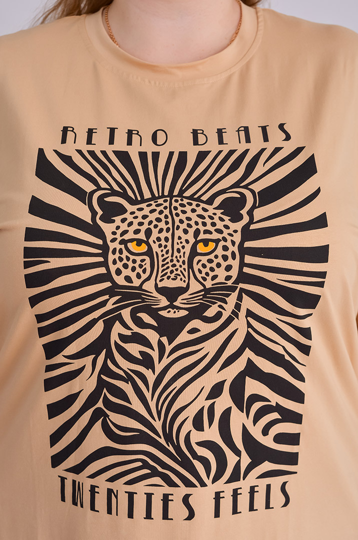 Футболка довга з принтом леопарда великих розмірів