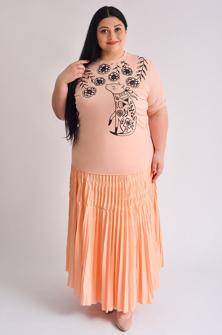 Футболка довга з принтом великих розмірів