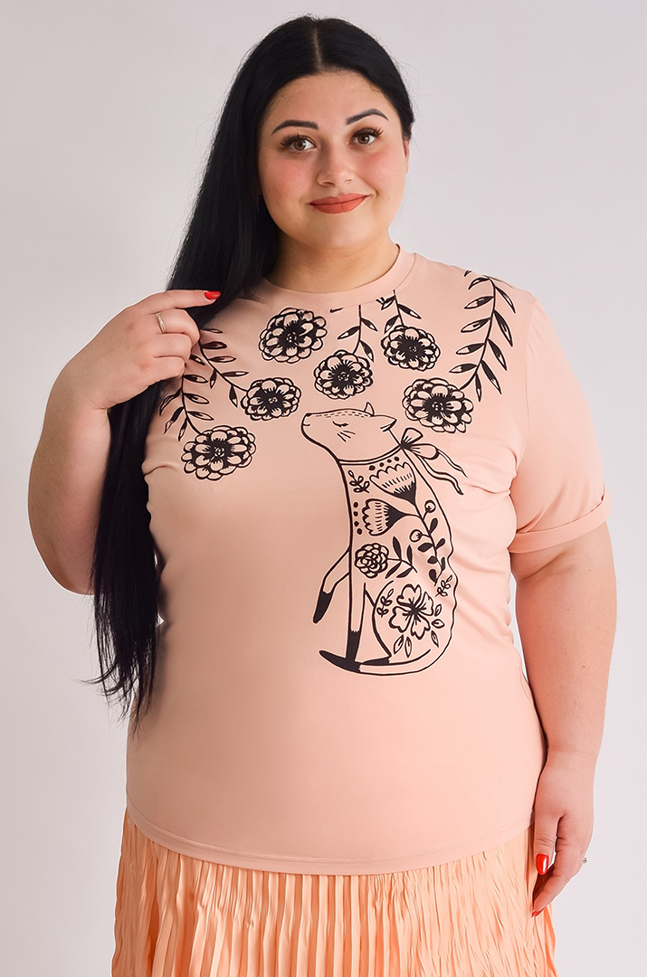 Футболка довга з принтом великих розмірів