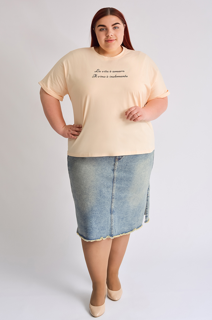 Футболка трикотажная с надписью больших размеров