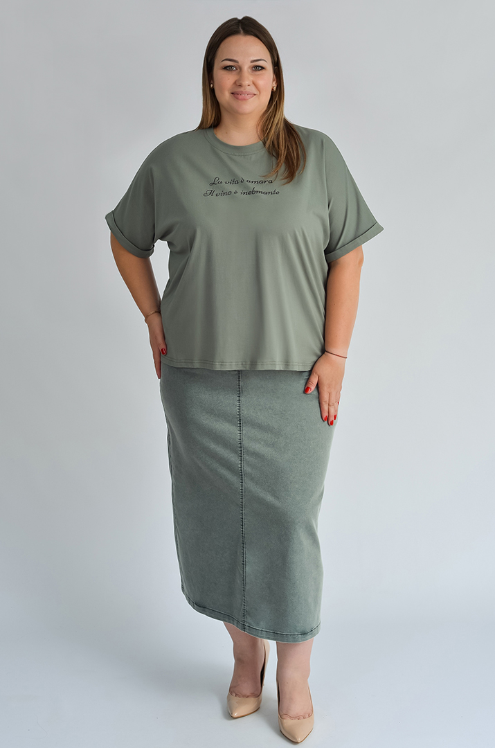 Футболка трикотажная с надписью больших размеров