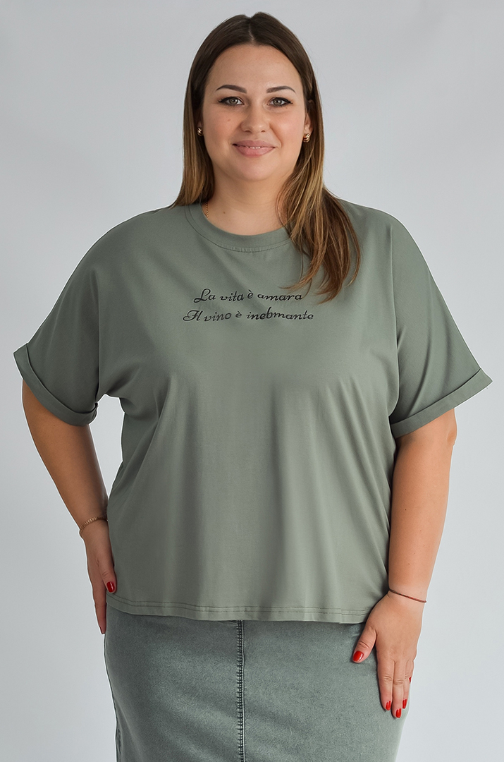 Футболка трикотажная с надписью больших размеров