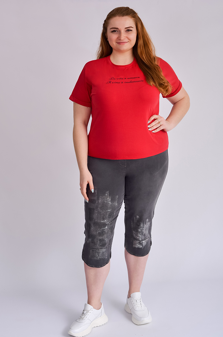 Футболка трикотажная с надписью больших размеров