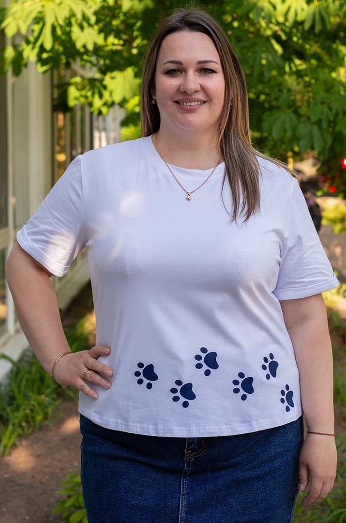 Футболка з котиком в орнамент великих розмірів