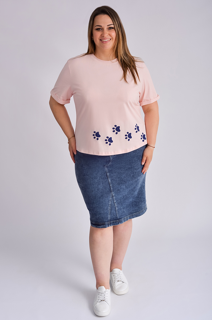 Футболка з котиком в орнамент великих розмірів