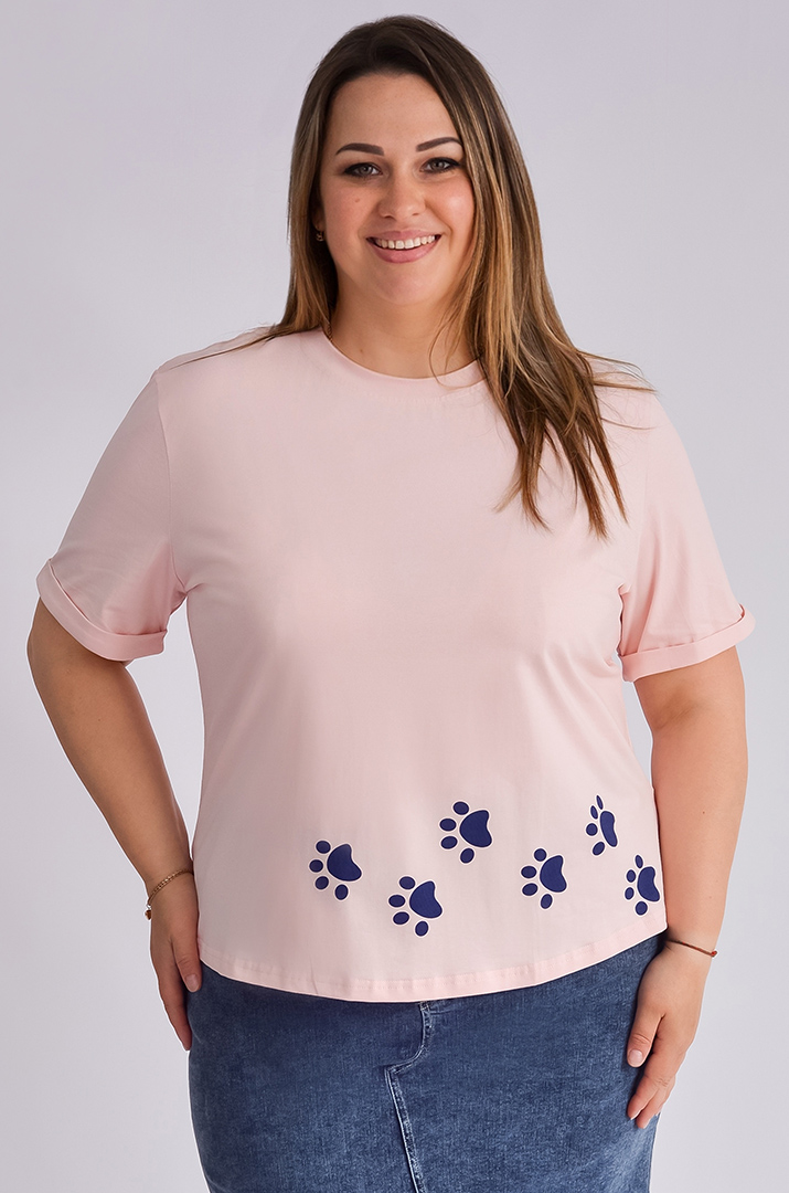 Футболка з котиком в орнамент великих розмірів