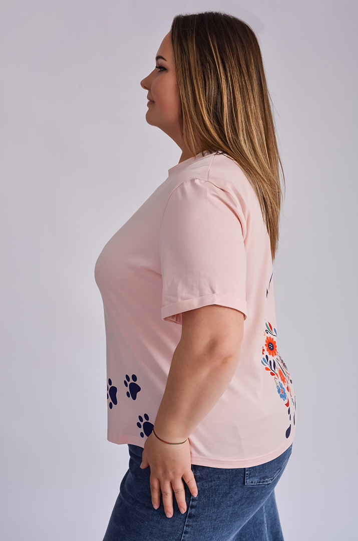 Футболка з котиком в орнамент великих розмірів