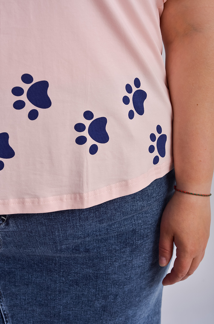 Футболка з котиком в орнамент великих розмірів