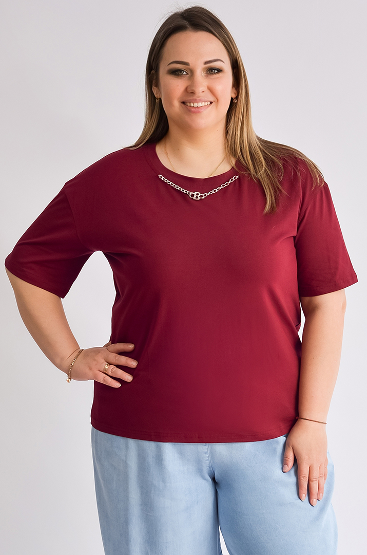 Футболка коротка з прикрасою великих розмірів