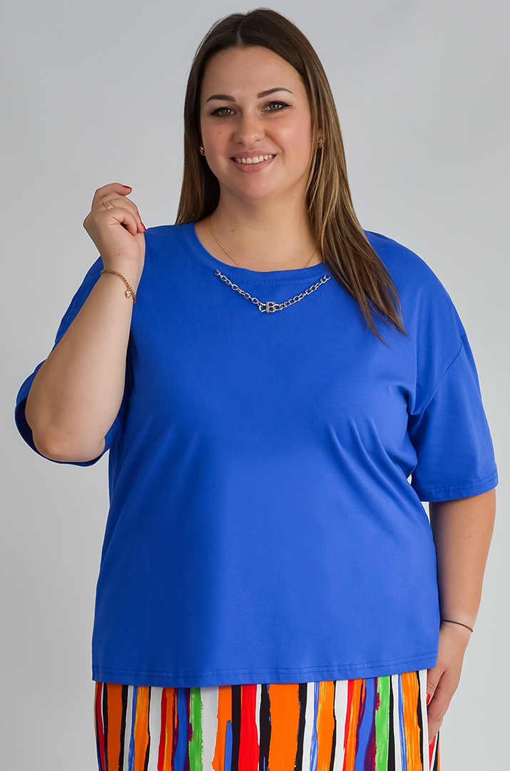 Футболка коротка з прикрасою великих розмірів