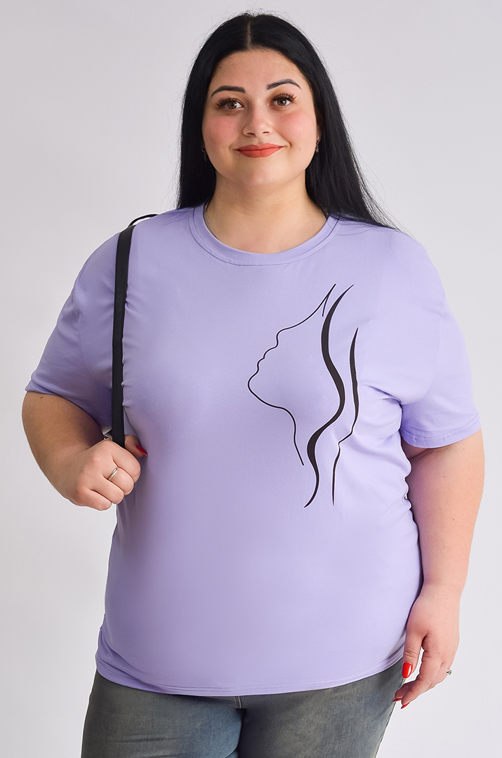 Футболка трикотажна з мінімалістичним принтом великих розмірів