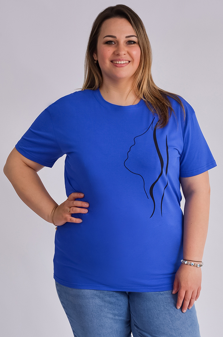 Футболка трикотажна з мінімалістичним принтом великих розмірів