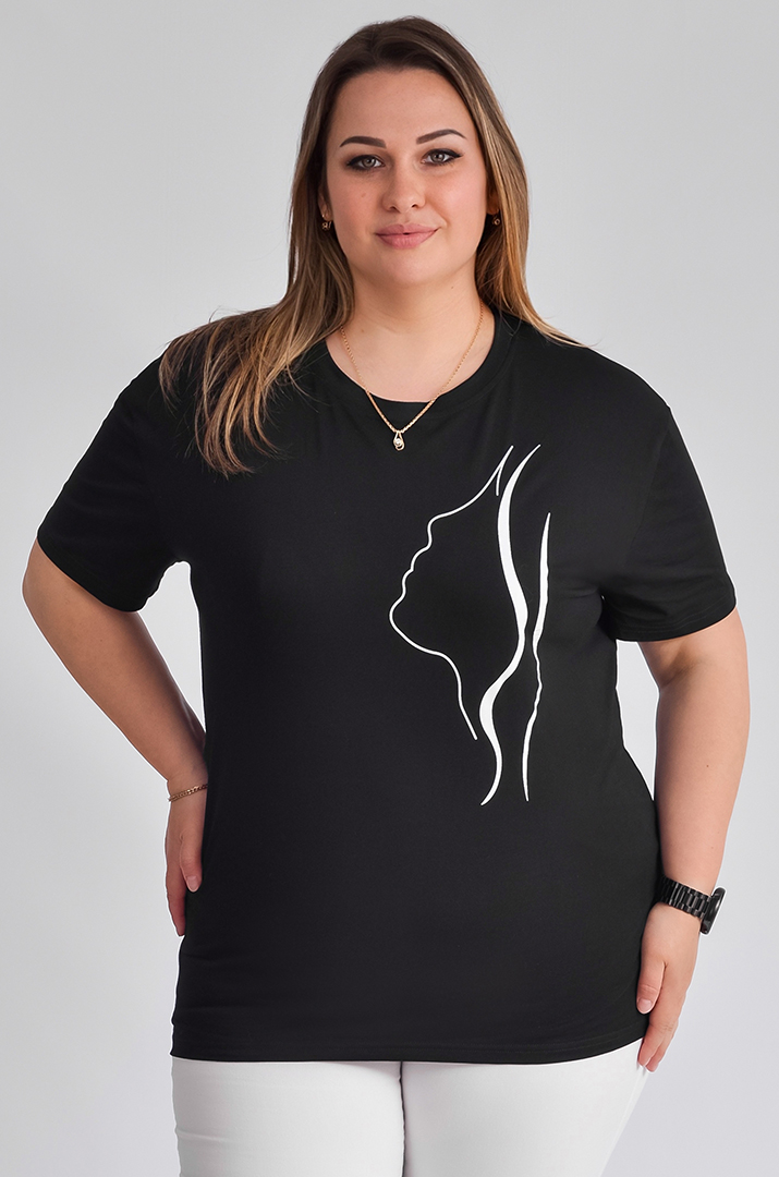 Футболка трикотажна з мінімалістичним принтом великих розмірів