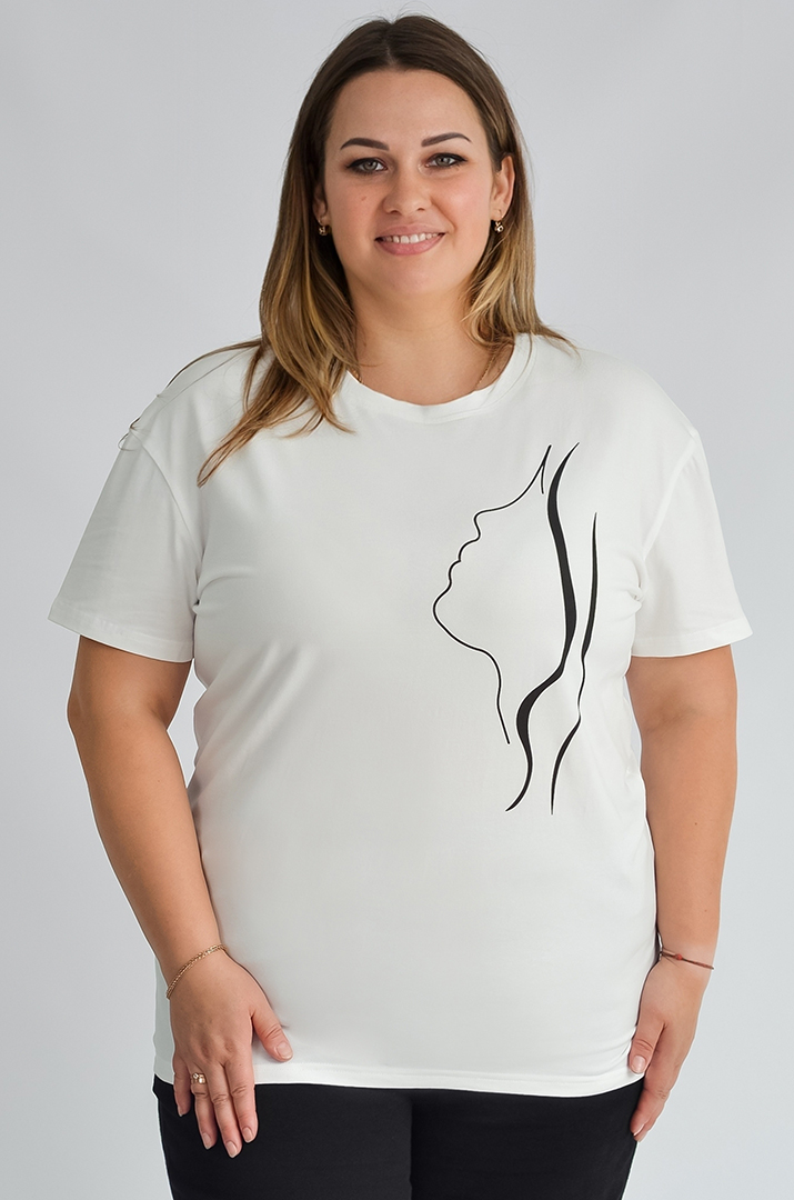 Футболка трикотажна з мінімалістичним принтом великих розмірів