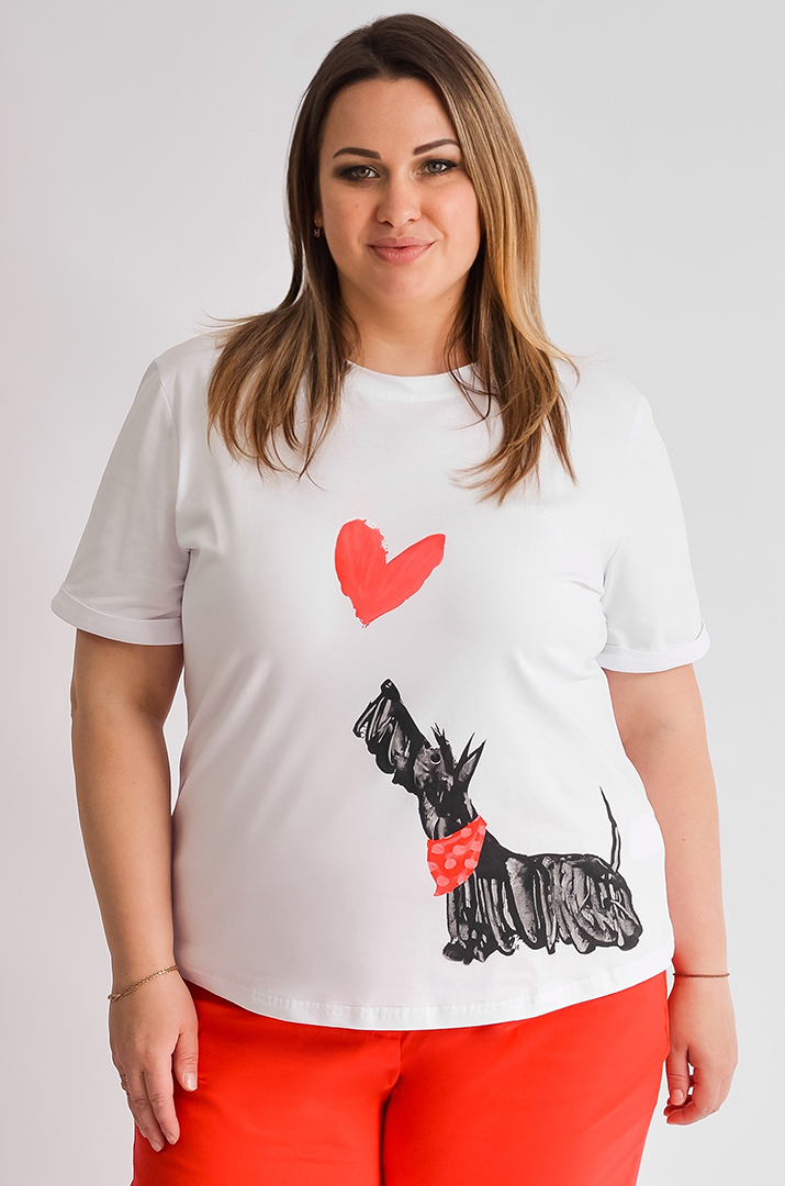 Футболка коротка з креативним принтом великих розмірів