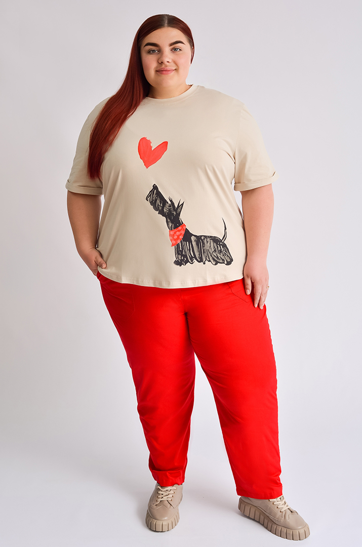 Футболка коротка з креативним принтом великих розмірів