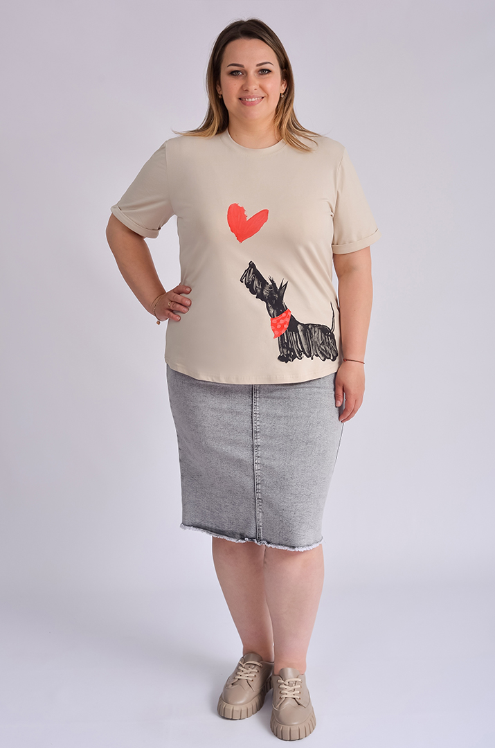 Футболка коротка з креативним принтом великих розмірів