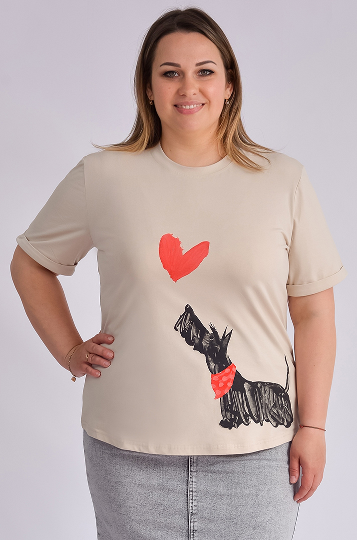 Футболка коротка з креативним принтом великих розмірів