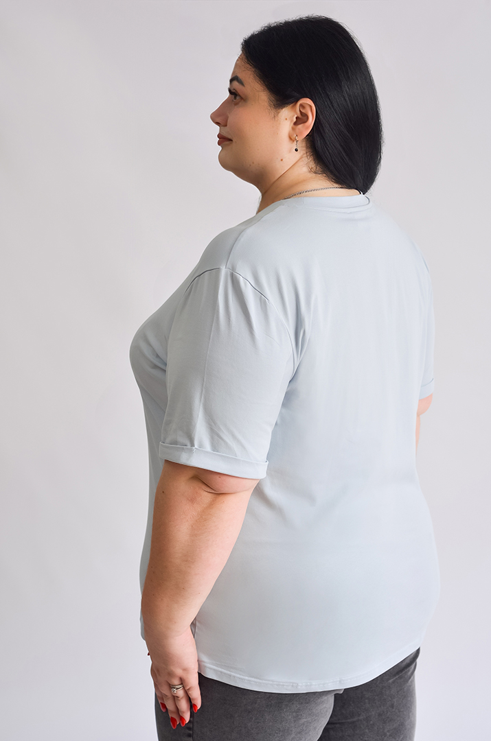 Футболка довга з принтом-котиком великих розмірів