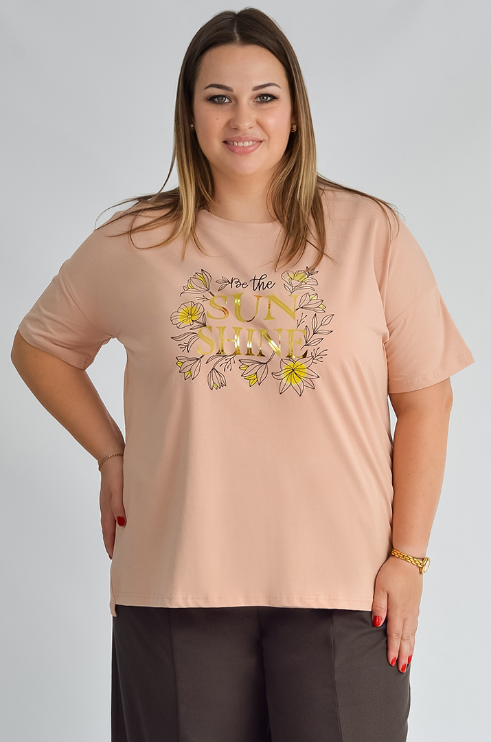 Футболка коротка з написом і принтом великих розмірів