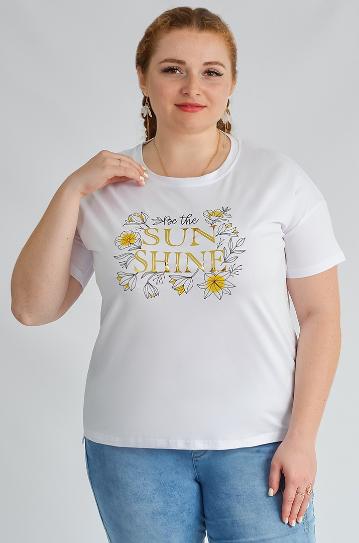 Футболка коротка з написом і принтом великих розмірів