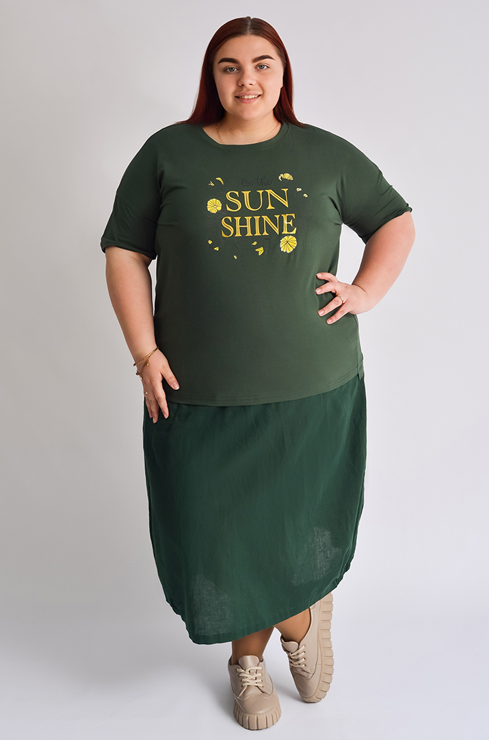 Футболка коротка з написом і принтом великих розмірів