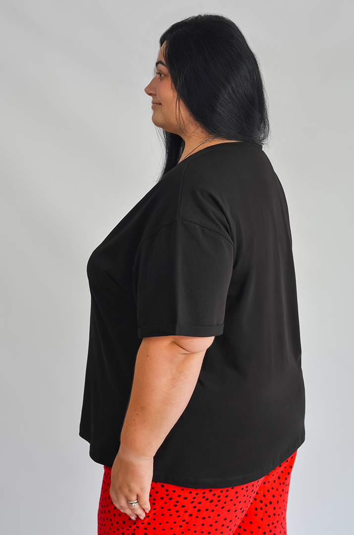 Футболка довга з мультяшним принтом великих розмірів