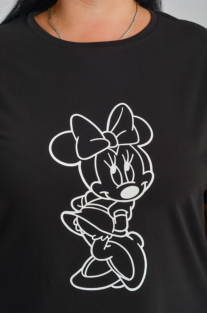 Футболка довга з мультяшним принтом великих розмірів