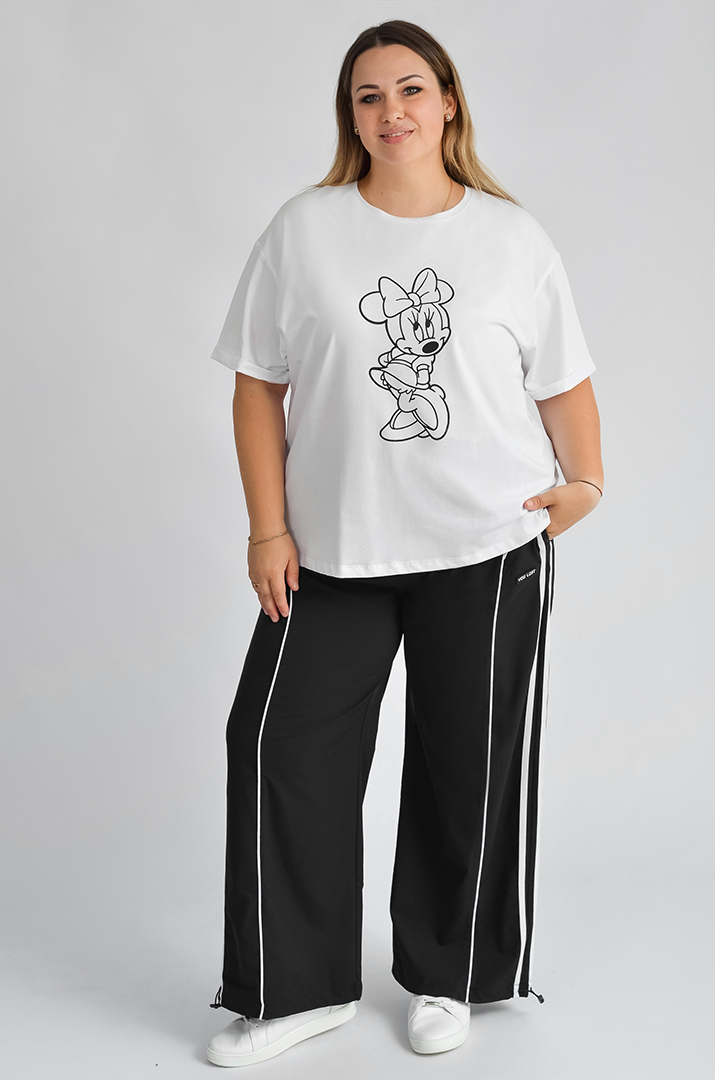 Футболка довга з мультяшним принтом великих розмірів